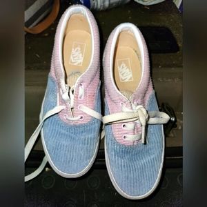 Vans pink & blue corduroy shoe